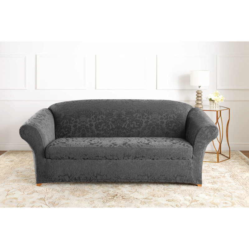 Sure Fit Stretch Jacquard Damask Box Cushion Sofa Slipcover & Reviews